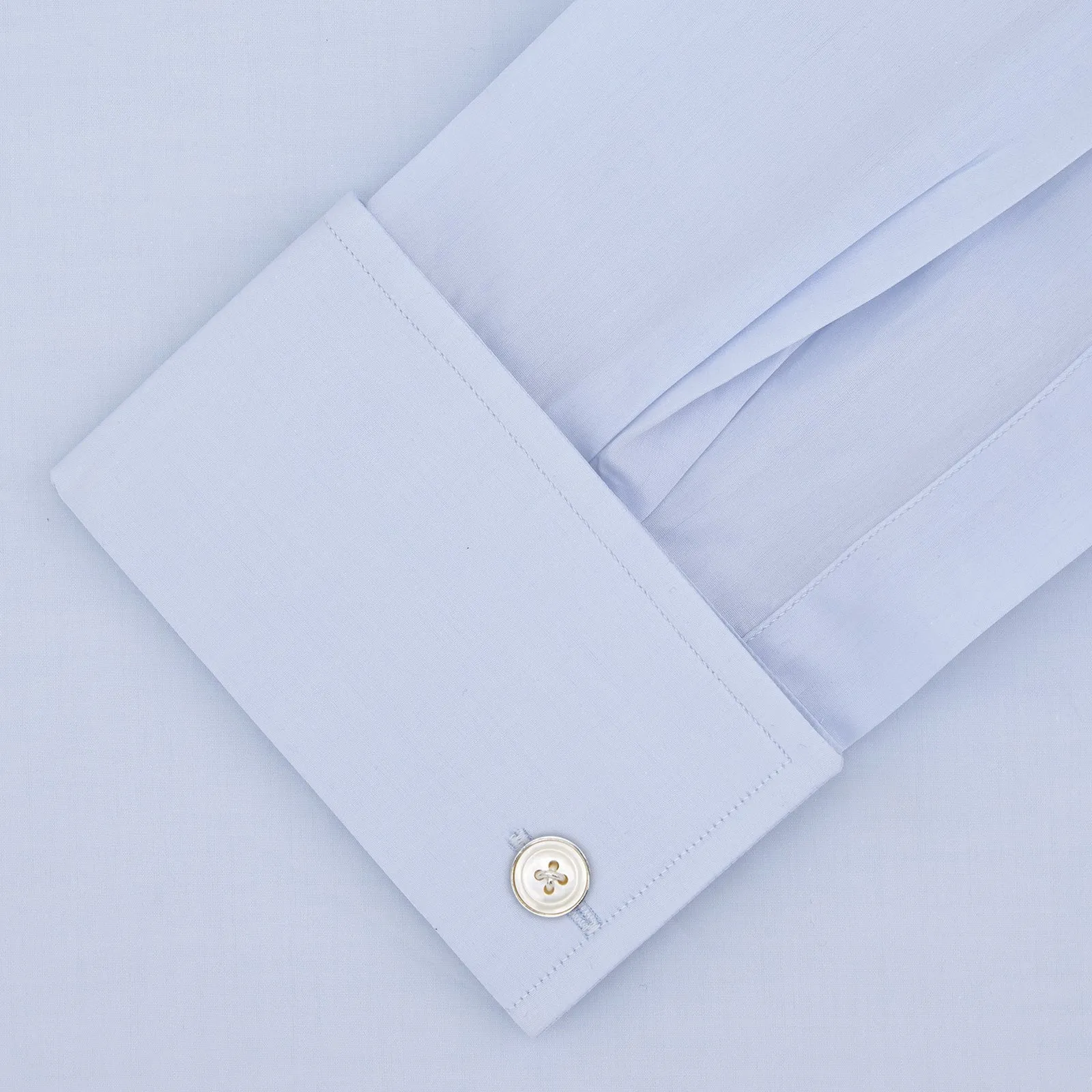 Tailored Fit Two-Fold 120 Light Blue Cotton Shirt with Kent Collar and Double Cuffs sold by Turnbull & Asser product image thumbnail 2