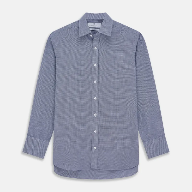 Navy Pattern Cotton Voile Regular Fit Mayfair Shirt sold by Turnbull & Asser