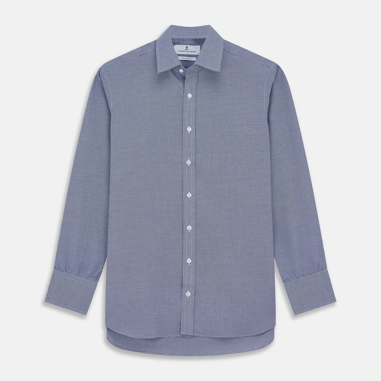 Navy Pattern Cotton Voile Regular Fit Mayfair Shirt sold by Turnbull & Asser