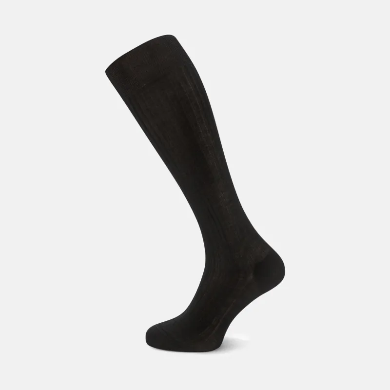 Black Long Cotton Socks sold by Turnbull & Asser