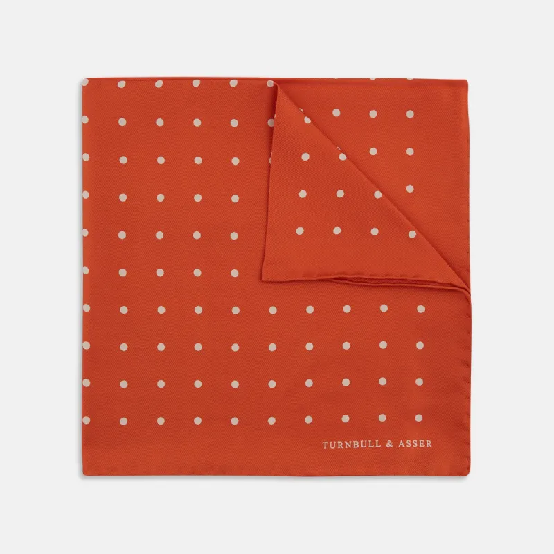 Orange Spot Silk Pocket Square sold by Turnbull & Asser