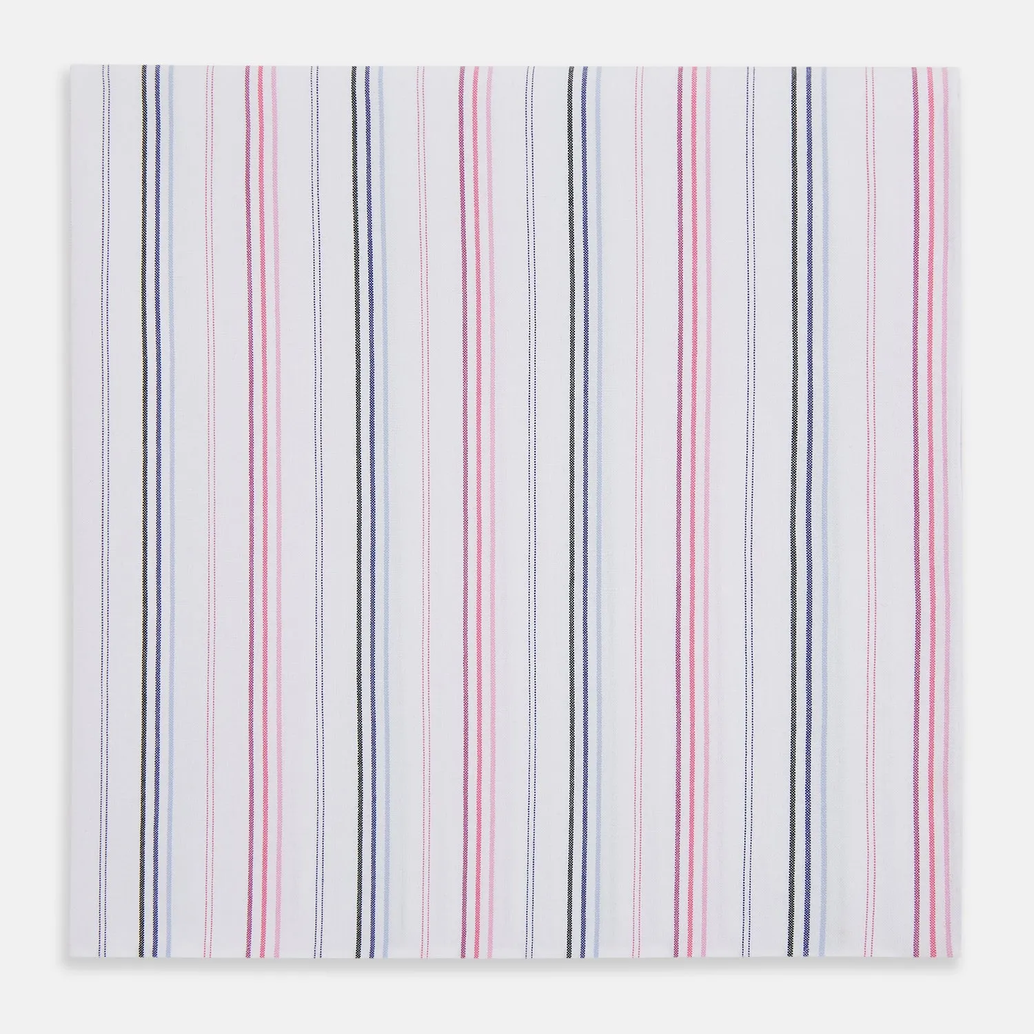 Hand Rolled Pink and Blue Multi Stripe Handkerchief sold by Turnbull & Asser