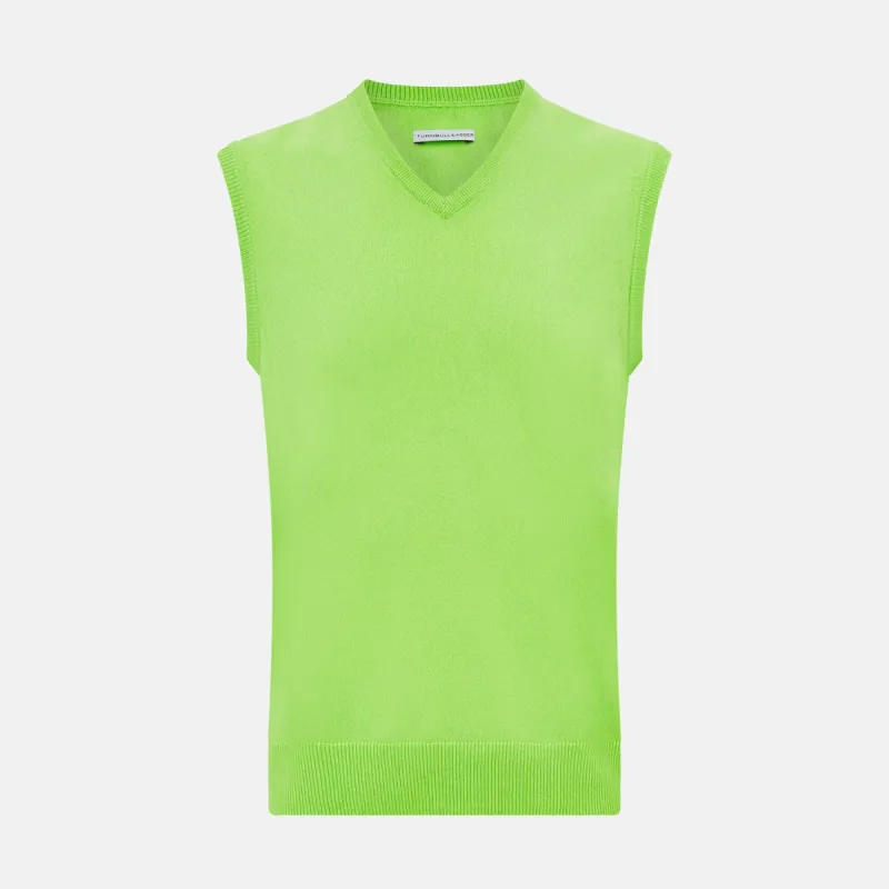 Lime Green V-neck Cashmere Vest sold by Turnbull & Asser