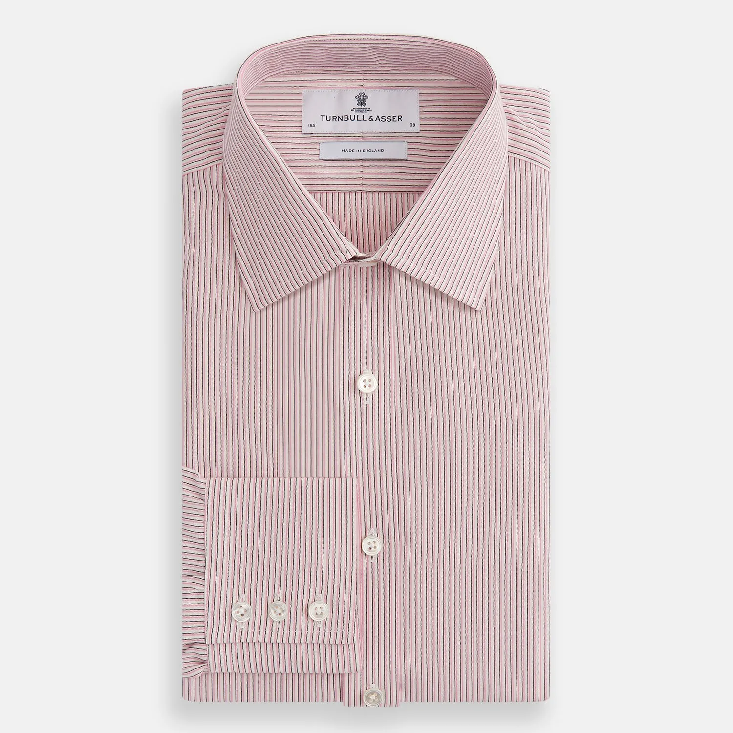 Pink Fine Shadow Stripe Mayfair Shirt sold by Turnbull & Asser product image thumbnail 4