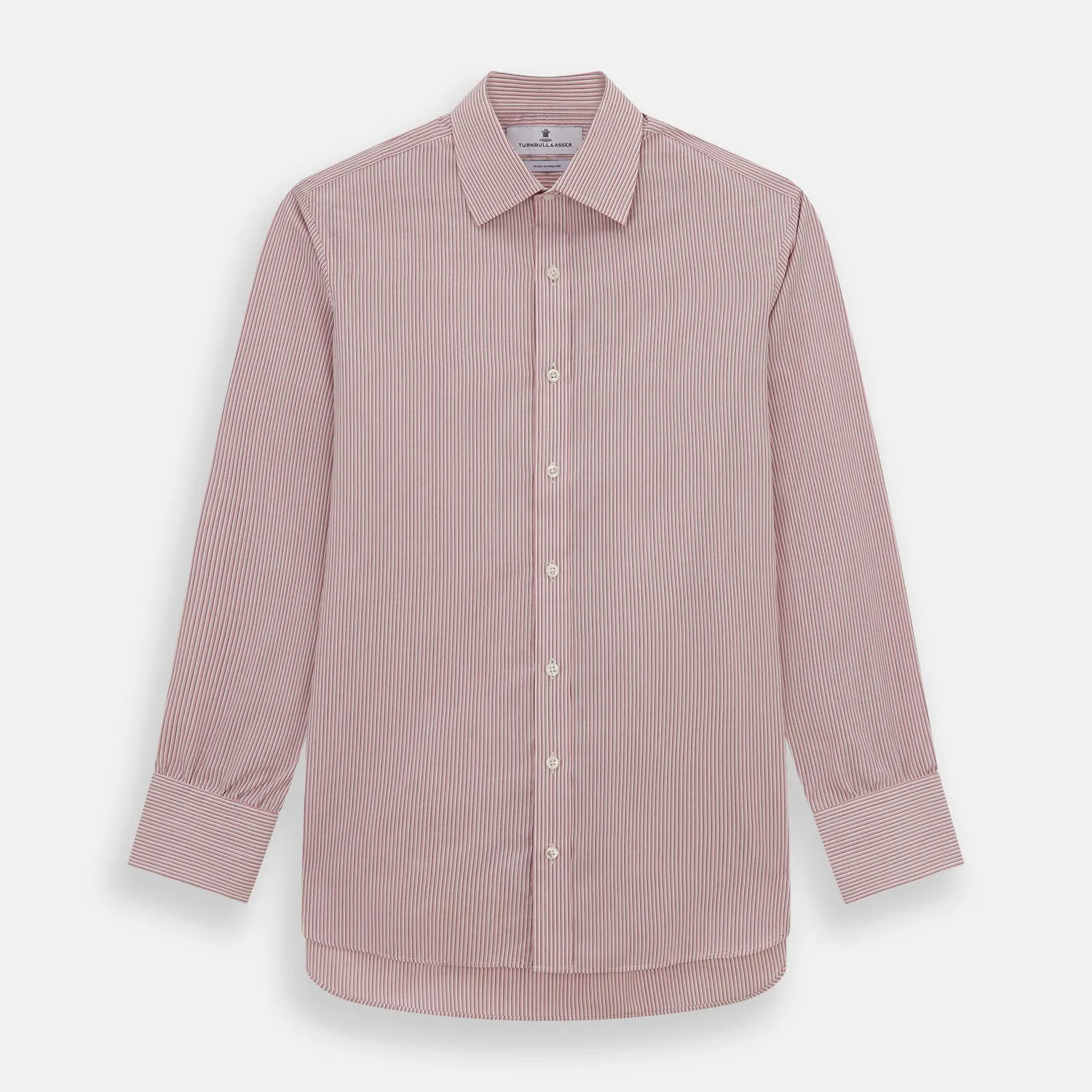 Pink Fine Shadow Stripe Mayfair Shirt sold by Turnbull & Asser