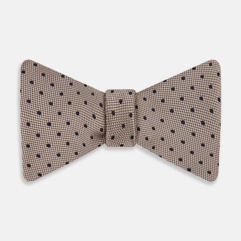 Navy and Taupe Micro Dot Silk Bow Tie sold by Turnbull & Asser