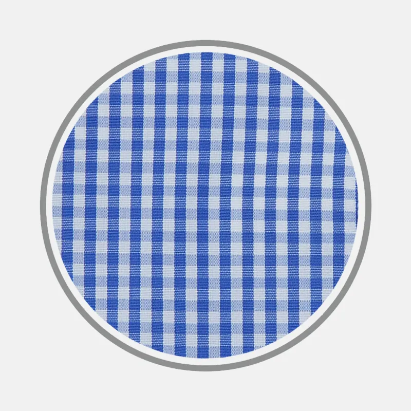 Mid Blue Gingham Check Cotton Fabric sold by Turnbull & Asser