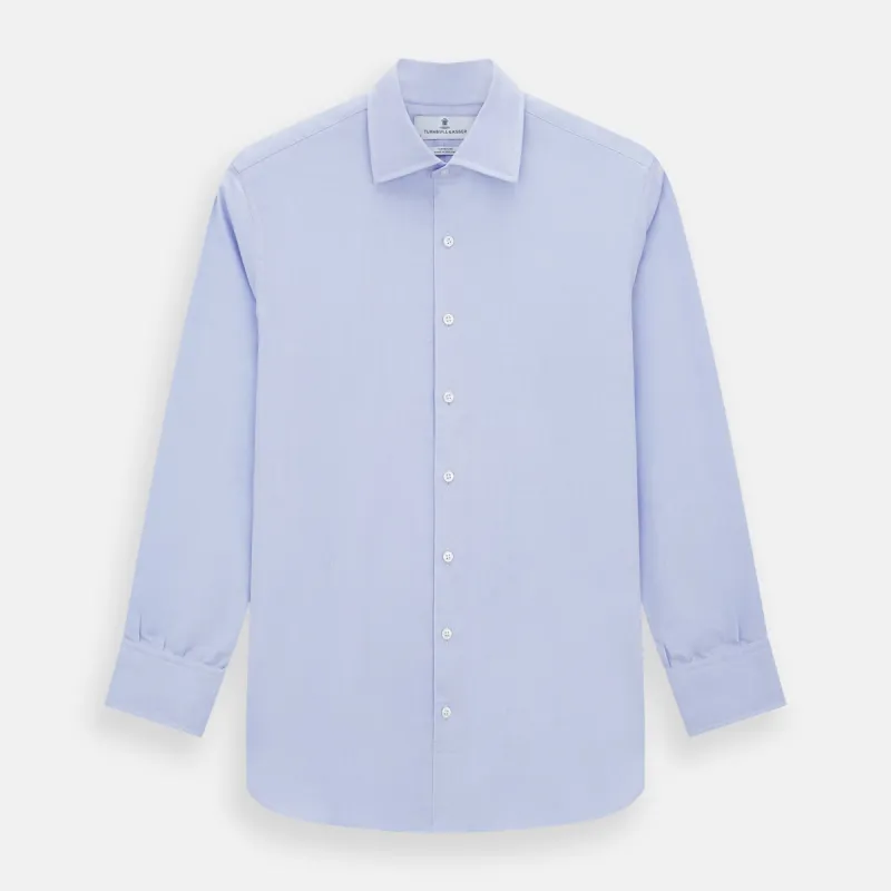 Blue Herringbone Tailored Fit Shirt With Kent Collar sold by Turnbull & Asser