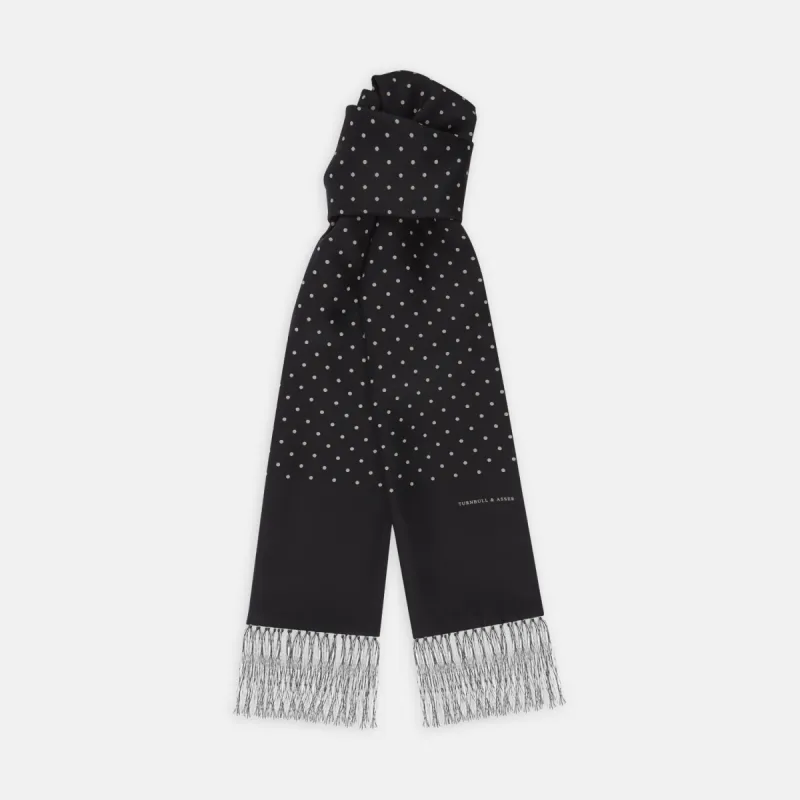 Black and White Spotted Silk Scarf sold by Turnbull & Asser