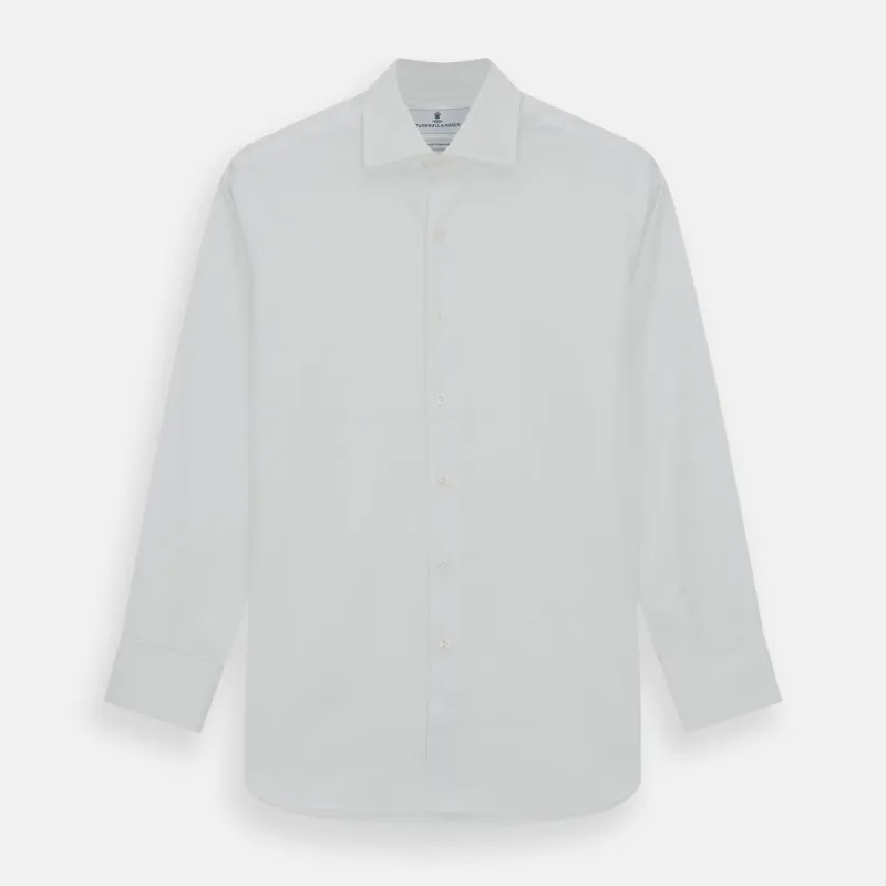 Tailored Fit Plain White Cotton Shirt with Kent Collar and Double Cuffs sold by Turnbull & Asser