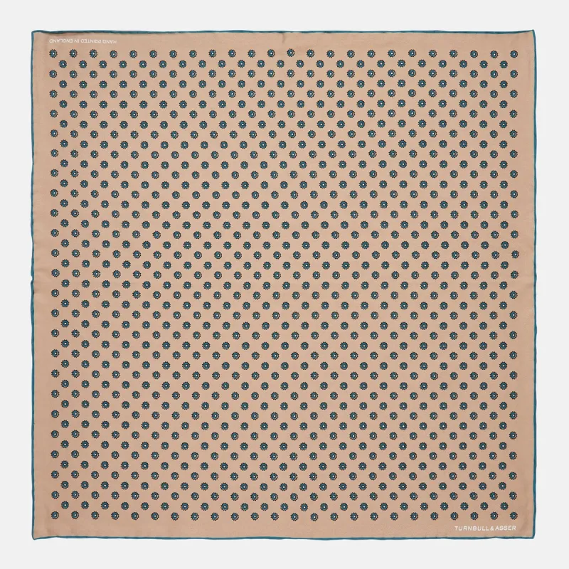 Copper Fine Floral Print Silk Pocket Square sold by Turnbull & Asser