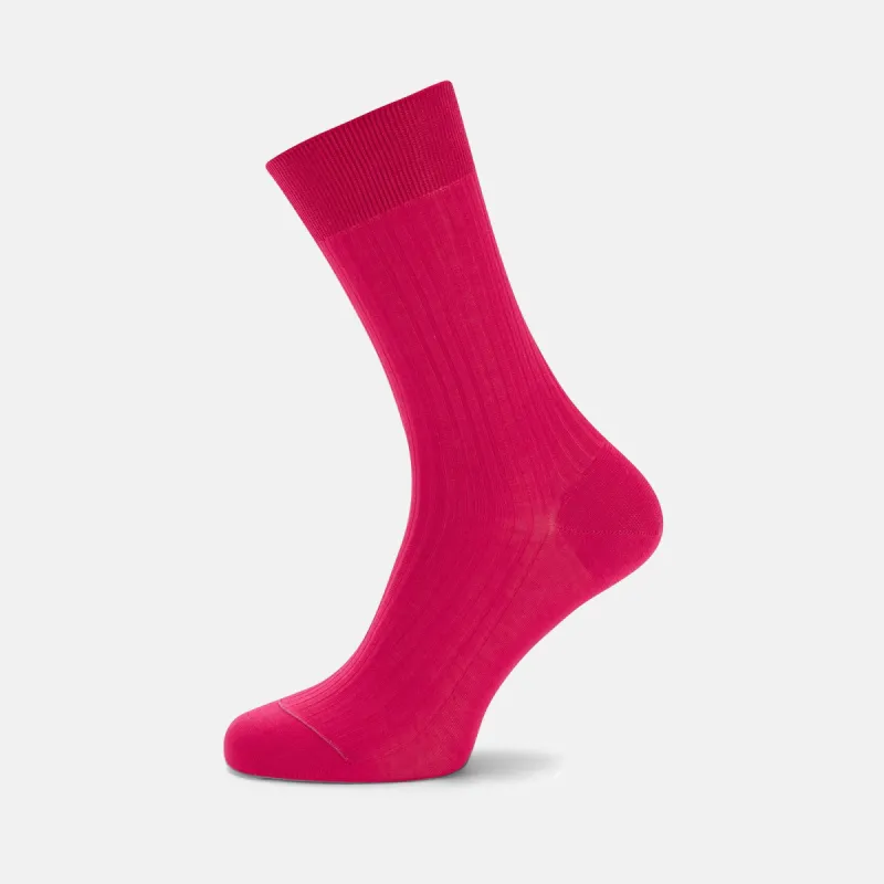 Hot Pink Short Cotton Socks sold by Turnbull & Asser