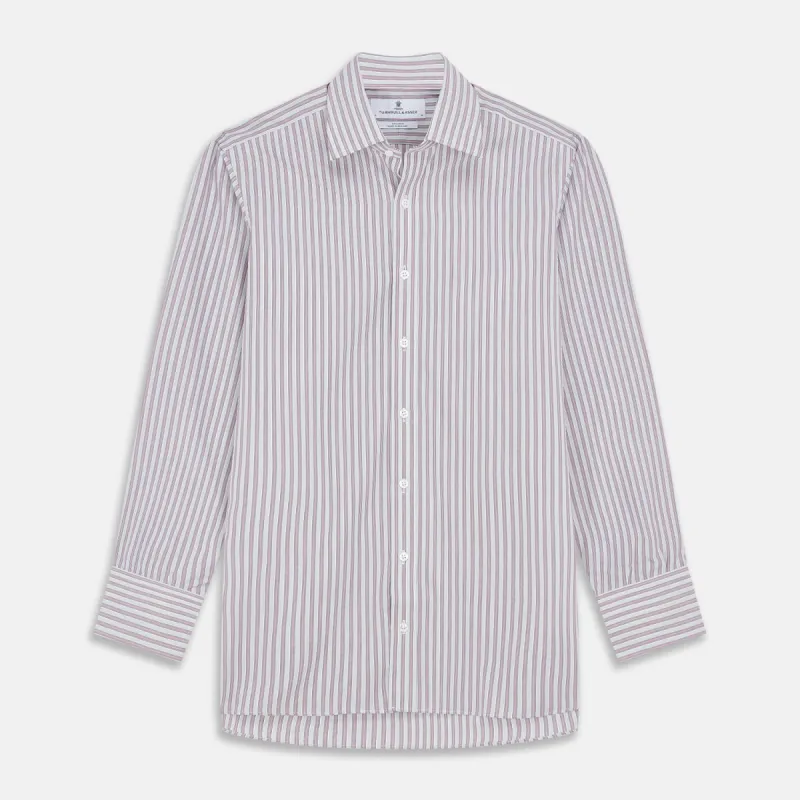 Red and Blue Stripe Cotton Regular Fit Mayfair Shirt sold by Turnbull & Asser
