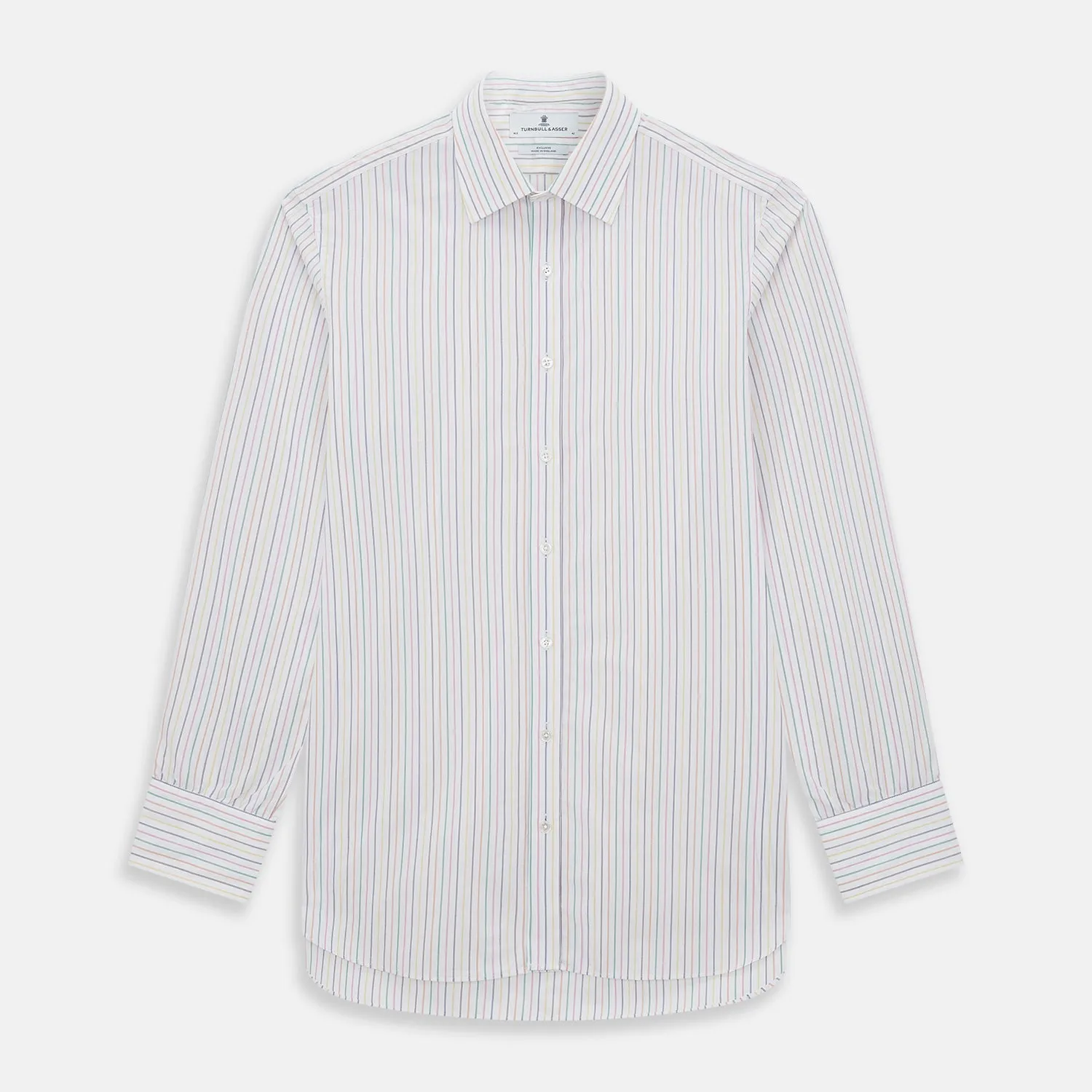 Rainbow Double Pinstripe Mayfair Shirt sold by Turnbull & Asser
