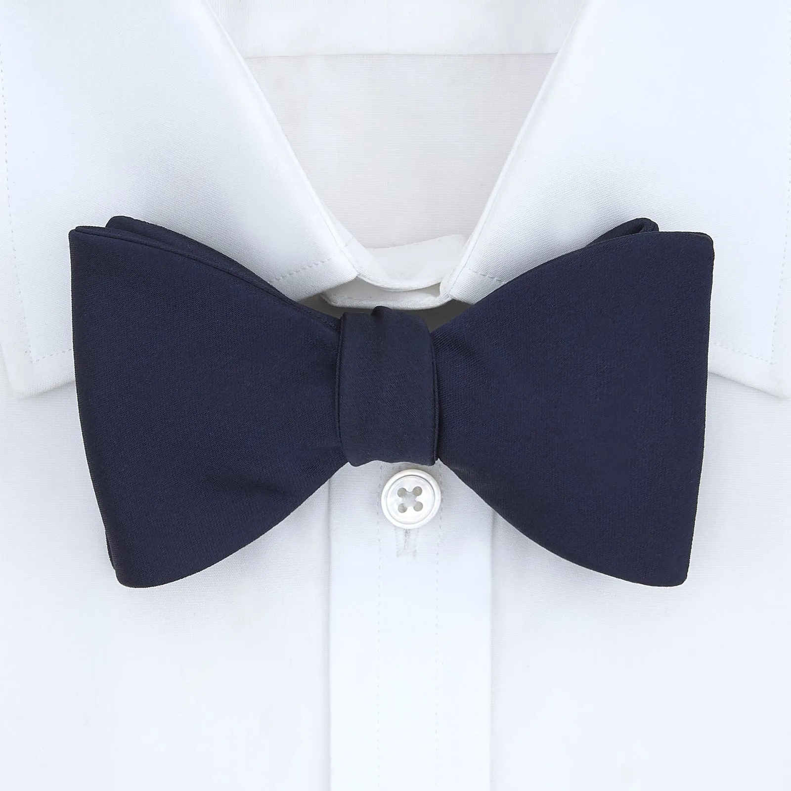 Navy Satin Silk Bow Tie sold by Turnbull & Asser product image thumbnail 2
