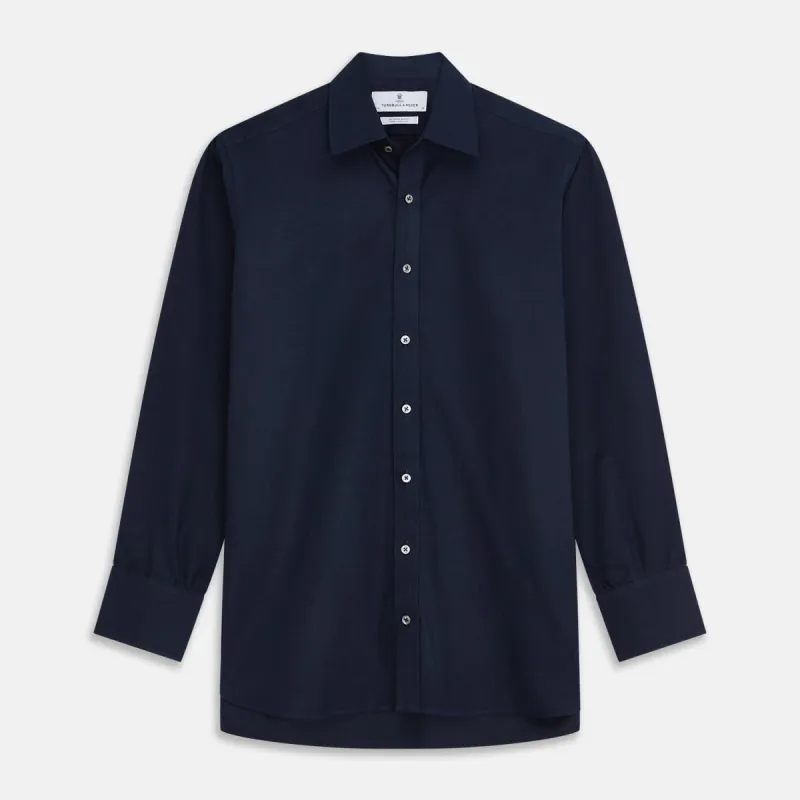 Navy Sea Island Cotton Blend Regular Fit Mayfair Shirt sold by Turnbull & Asser