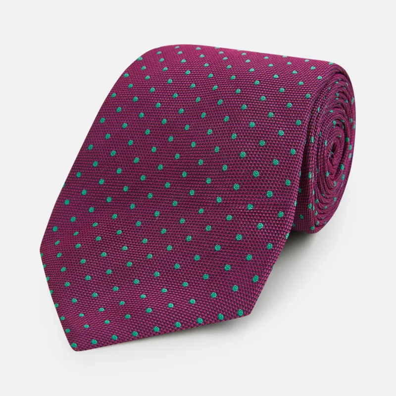 Antique Pink and Green Micro Dot Silk Tie sold by Turnbull & Asser