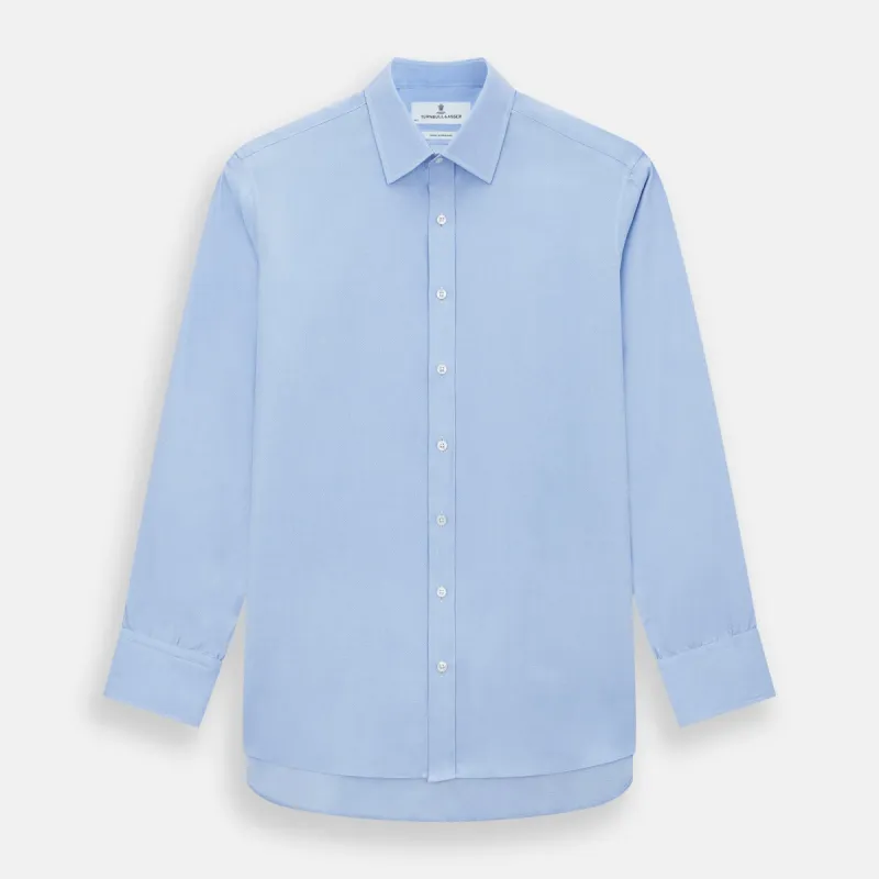 Blue Herringbone Mayfair Shirt sold by Turnbull & Asser