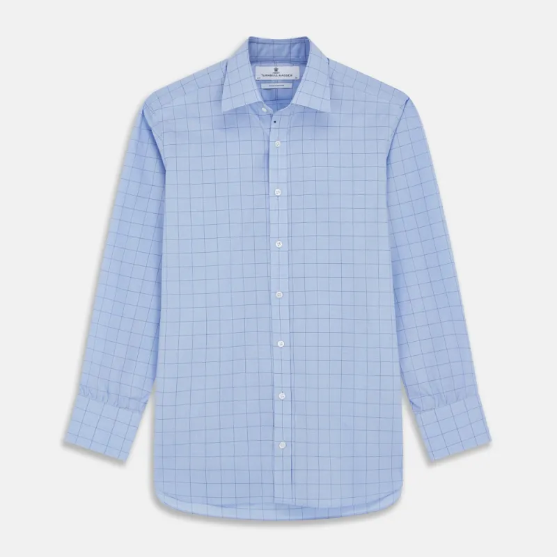 Blue Prince of Wales Check Mayfair Shirt sold by Turnbull & Asser