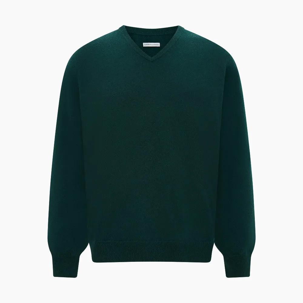 Forest Green Cashmere V-neck Jumper sold by Turnbull & Asser product image thumbnail 5