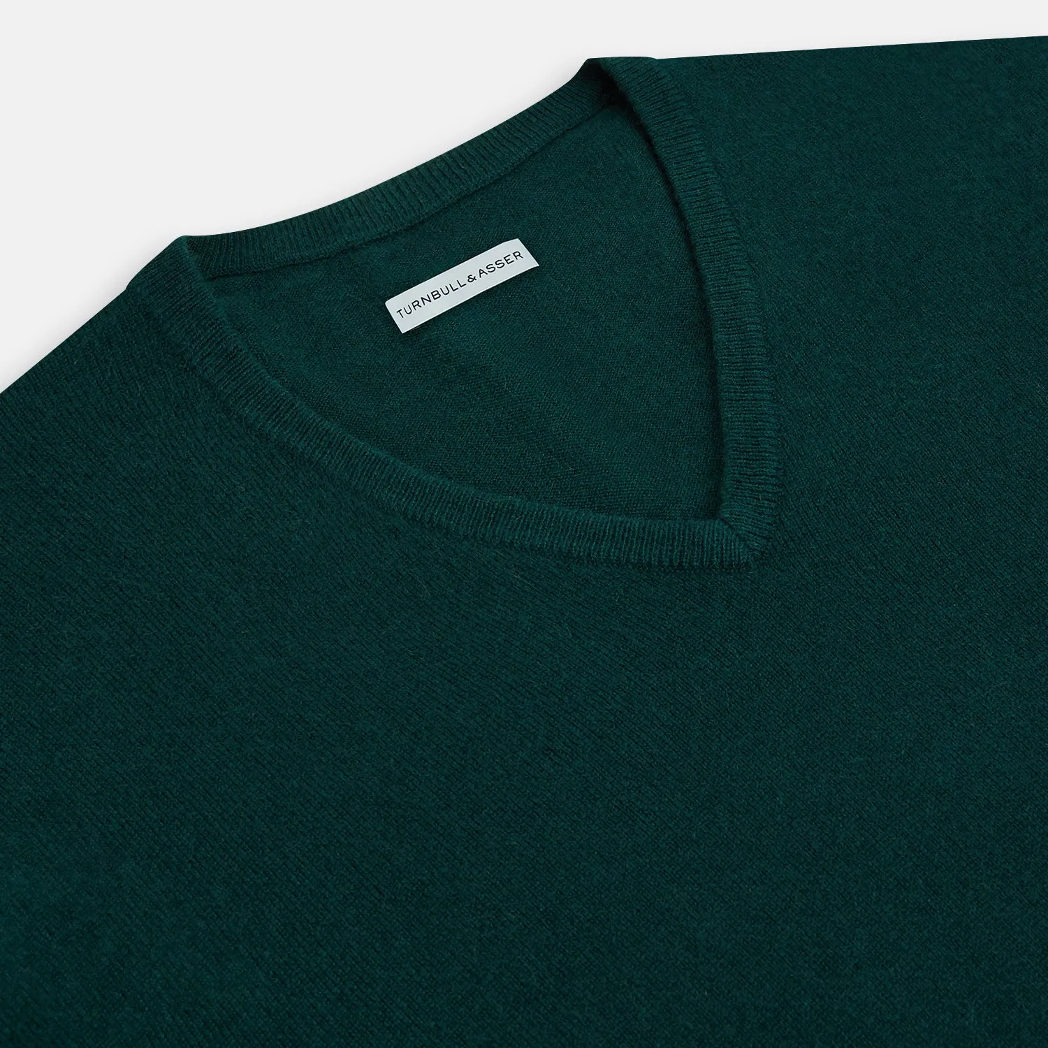 Forest Green Cashmere V-neck Jumper sold by Turnbull & Asser product image thumbnail 2