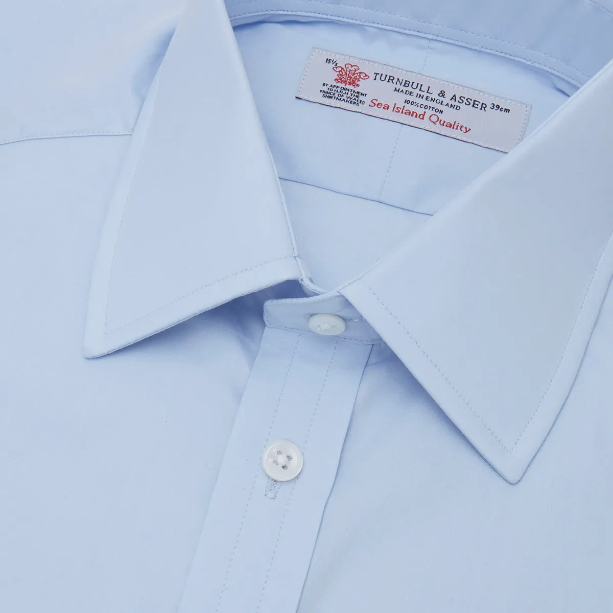 Light Blue Sea Island Quality Cotton Shirt with T&A Collar and Double Cuffs sold by Turnbull & Asser product image thumbnail 2
