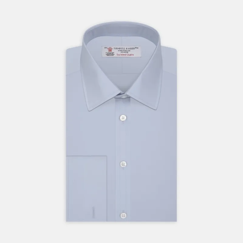 Light Blue Sea Island Quality Cotton Shirt with T&A Collar and Double Cuffs sold by Turnbull & Asser