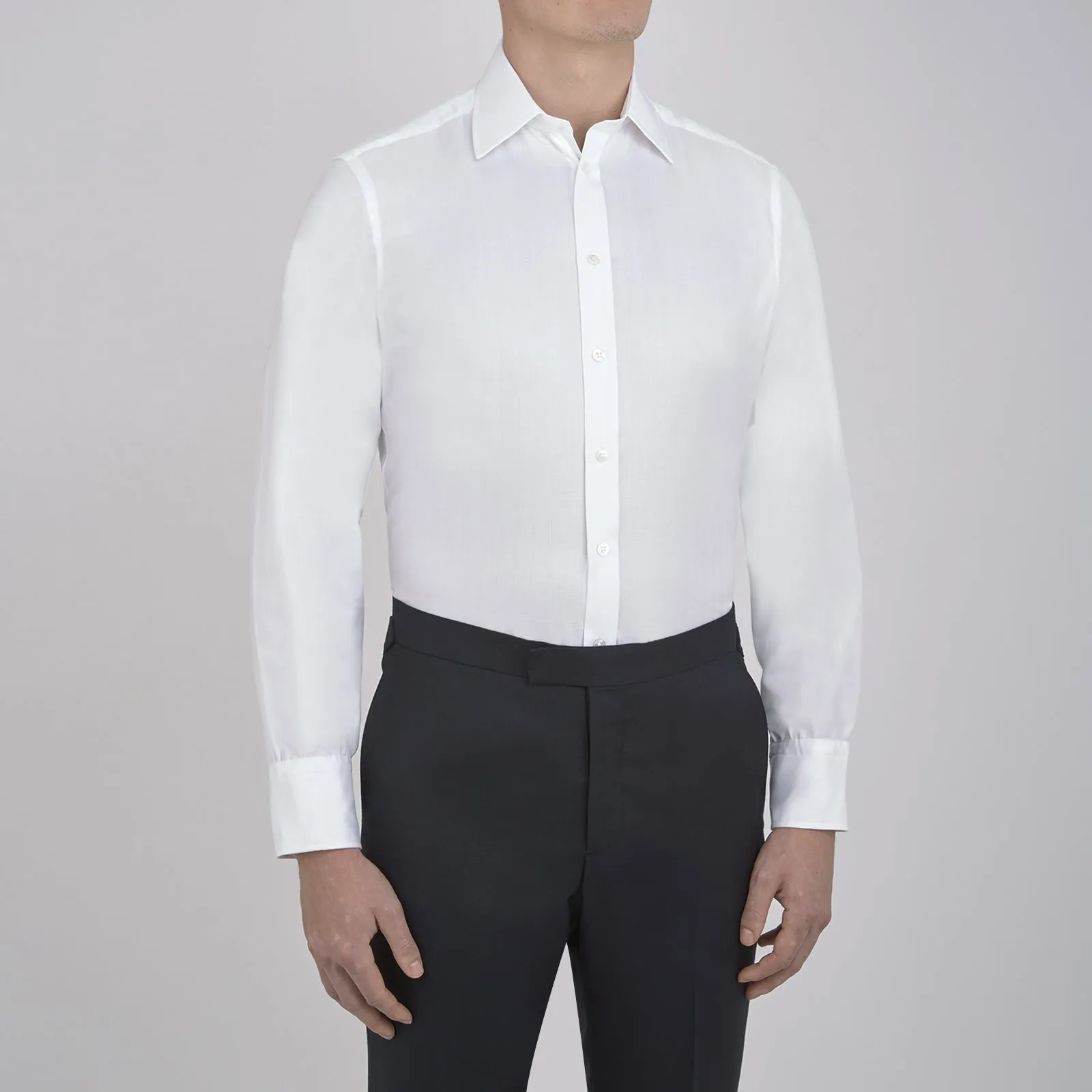 White Herringbone Superfine Cotton Shirt with T&A Collar and 3-Button Cuffs sold by Turnbull & Asser product image thumbnail 4