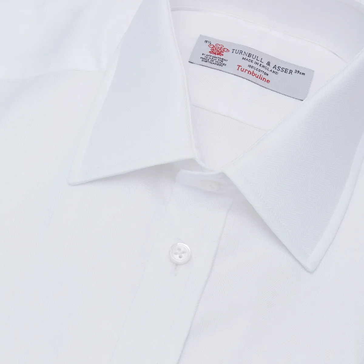 White Herringbone Superfine Cotton Shirt with T&A Collar and 3-Button Cuffs sold by Turnbull & Asser product image thumbnail 2