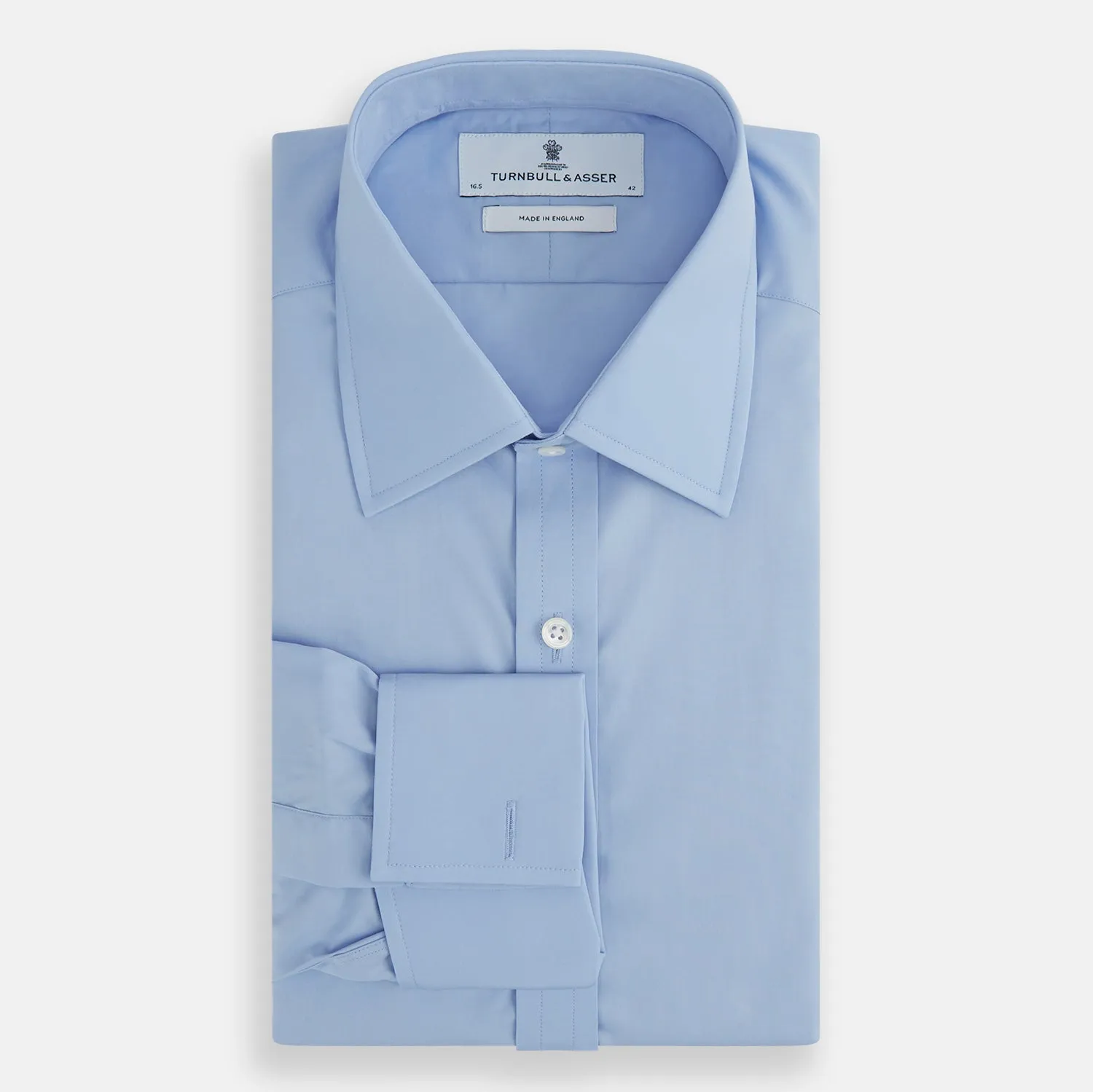 Blue Cotton Shirt with T&A Collar and Double Cuffs sold by Turnbull & Asser product image thumbnail 5