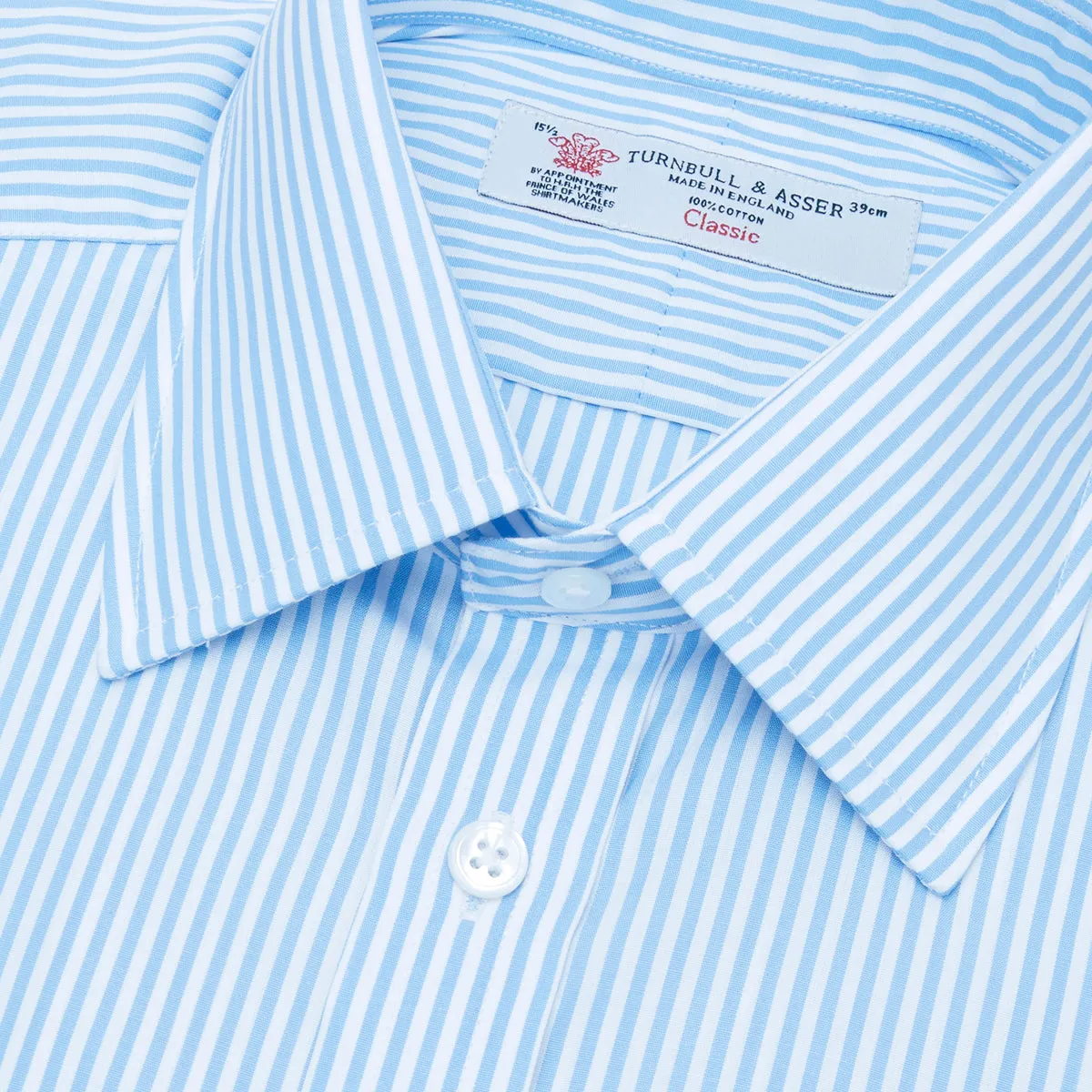 Light Blue Bengal Stripe Shirt with T&A Collar and Double Cuffs sold by Turnbull & Asser product image thumbnail 2
