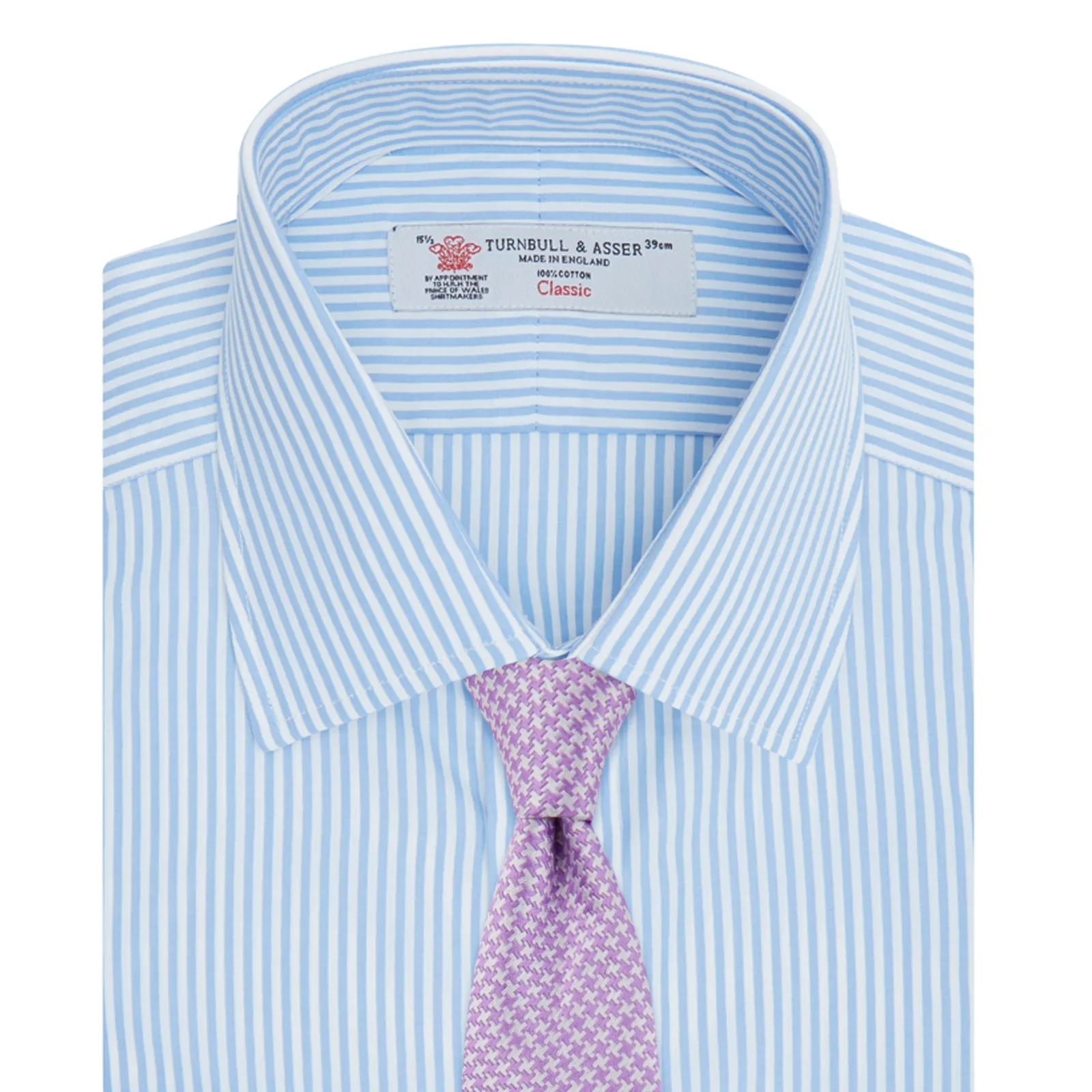 Light Blue Bengal Stripe Shirt with T&A Collar and Double Cuffs sold by Turnbull & Asser product image thumbnail 4