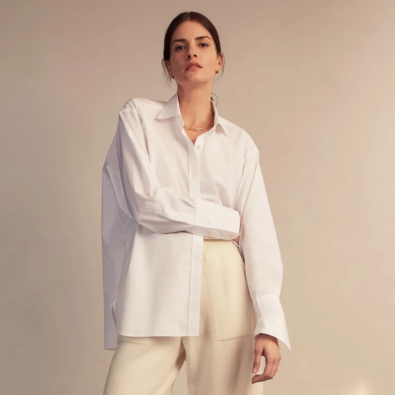 White Cotton Marlene Shirt made by Turnbull & Asser