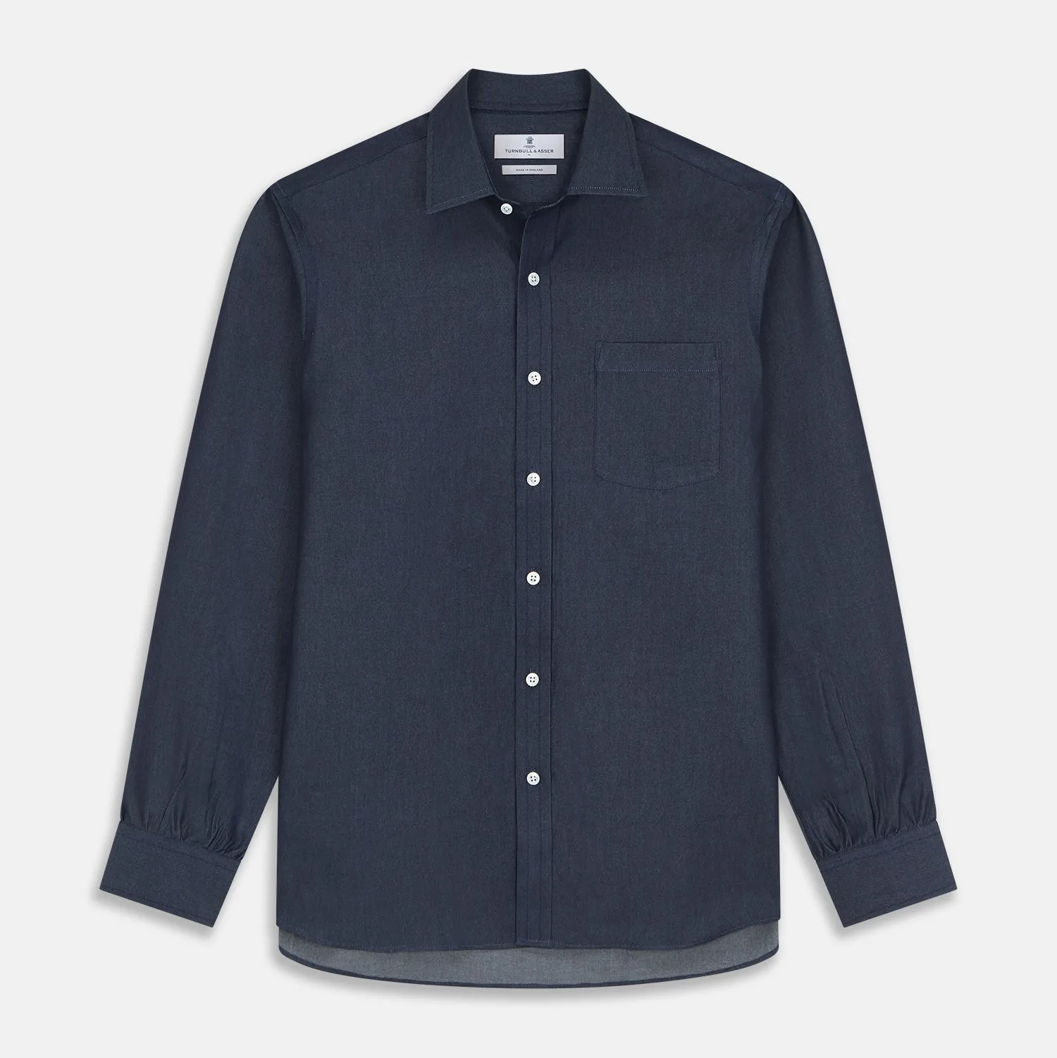 Blue Weekend Fit Finch Shirt With Derby Collar And Chest Pocket sold by Turnbull & Asser