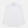 White Pleated Cotton Dress Shirt with T&A Collar and Double Cuffs sold by Turnbull & Asser