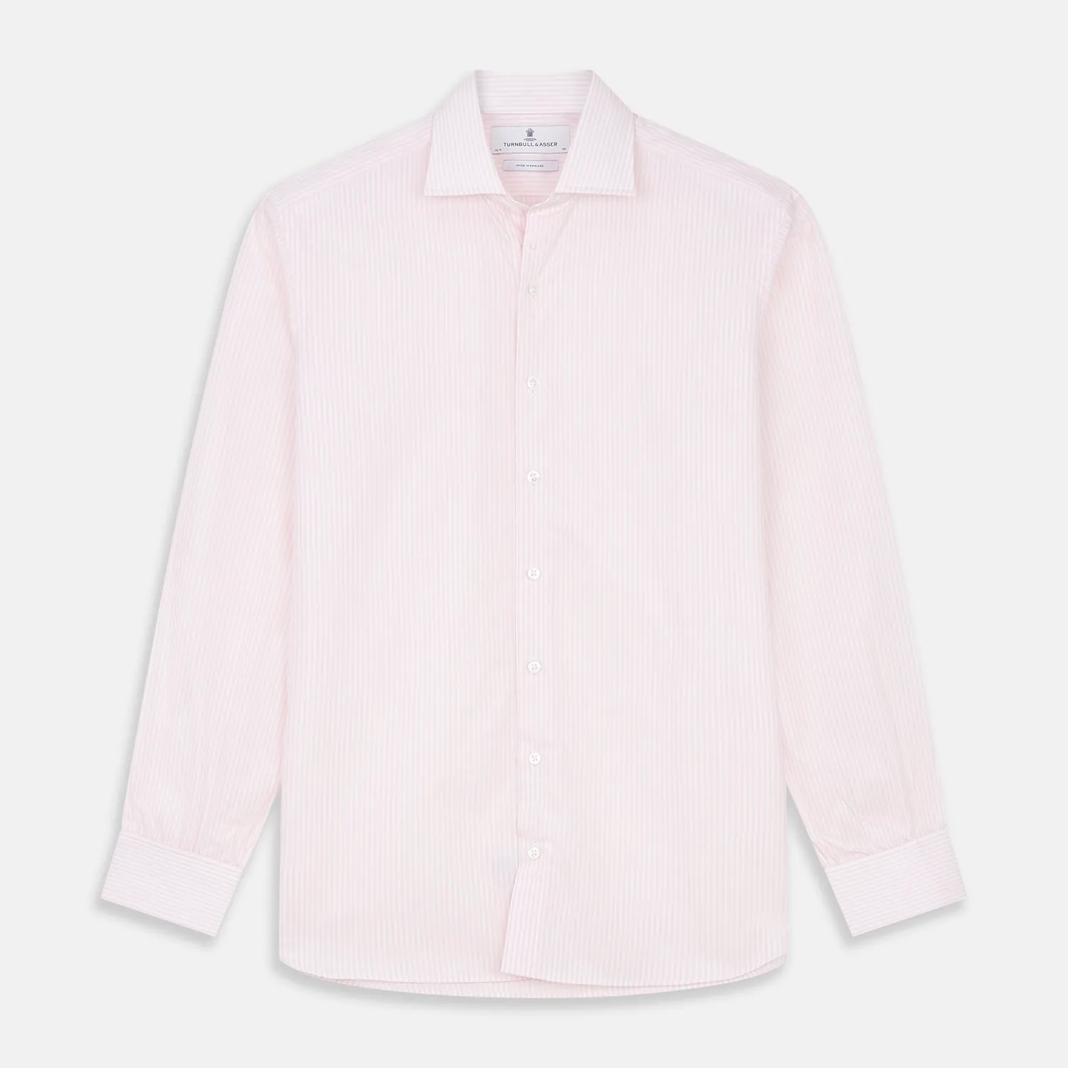 White and Pink Wide Stripe Shirt with Double Cuffs sold by Turnbull & Asser