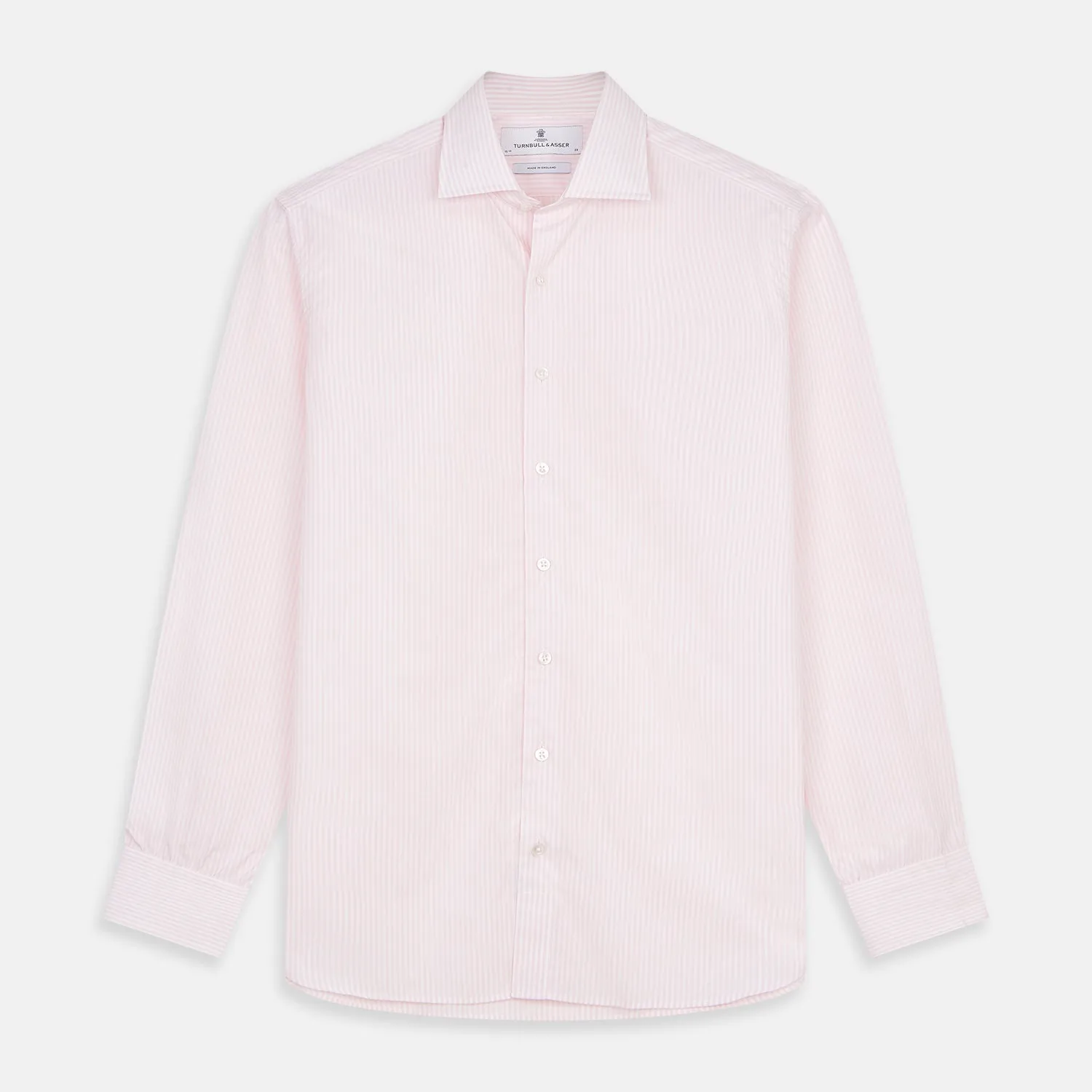 White and Pink Wide Stripe Belgravia Shirt sold by Turnbull & Asser