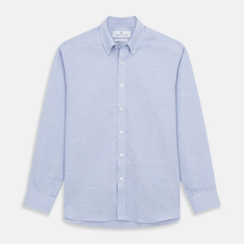 Pale Blue Weekend Fit Hayne Shirt With Dorset Collar And 1-Button Cuffs sold by Turnbull & Asser