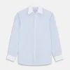 Micro Blue Check with White Collar and Cuff Shirt sold by Turnbull & Asser