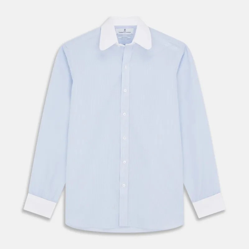 Micro Blue Check with White Collar and Cuff Shirt sold by Turnbull & Asser