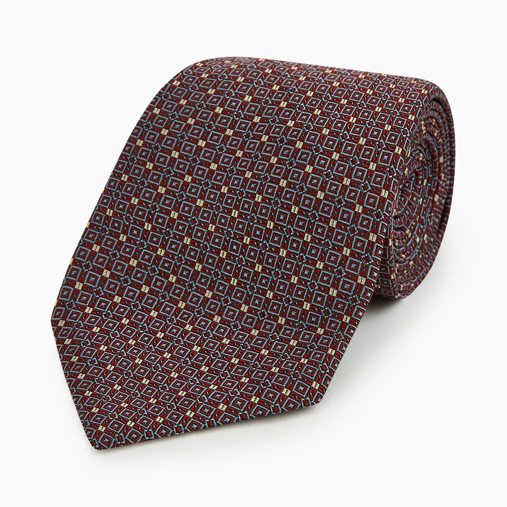 Burgundy Geometric Silk Tie sold by Turnbull & Asser product image thumbnail 5
