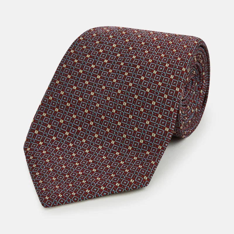 Burgundy Geometric Silk Tie sold by Turnbull & Asser