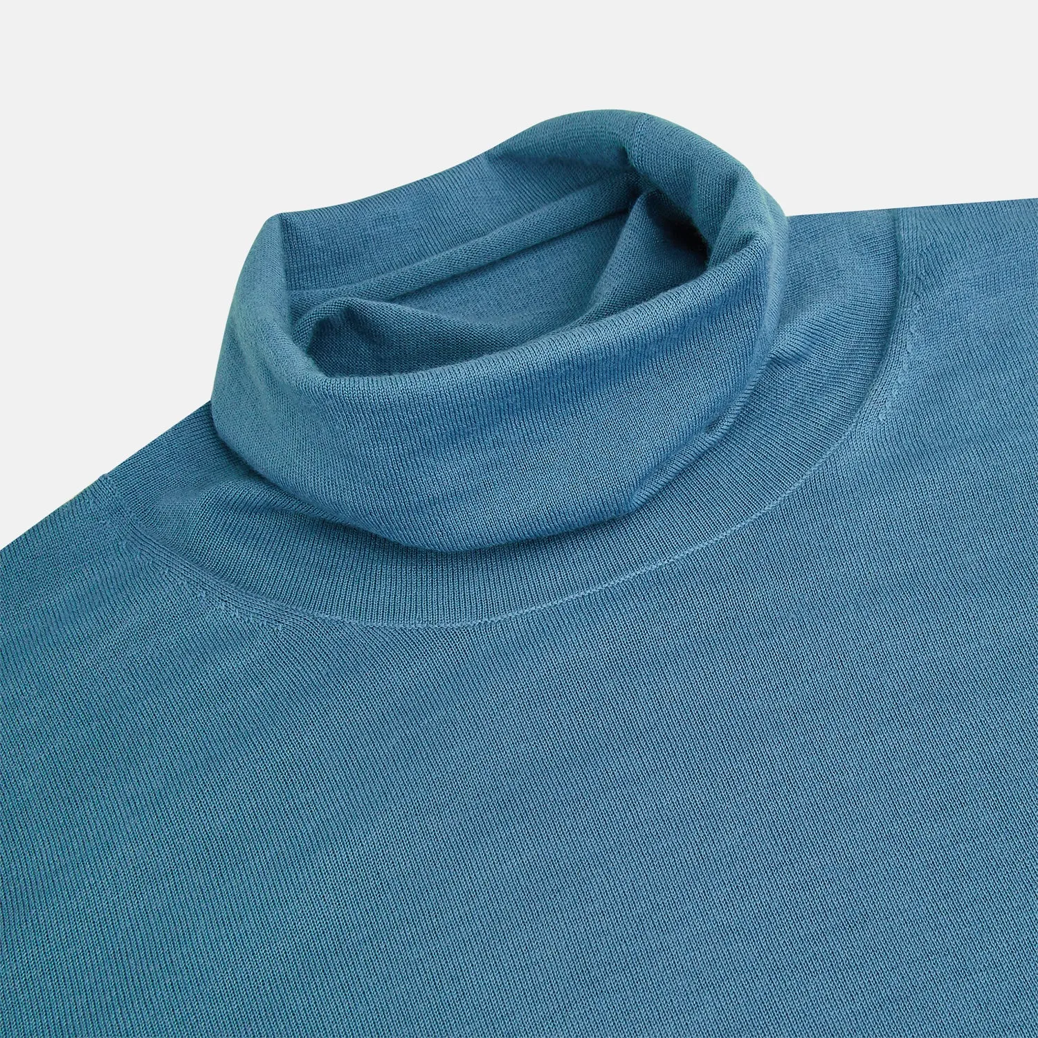 Pale Blue Fine Merino High Neck Jumper sold by Turnbull & Asser product image thumbnail 2
