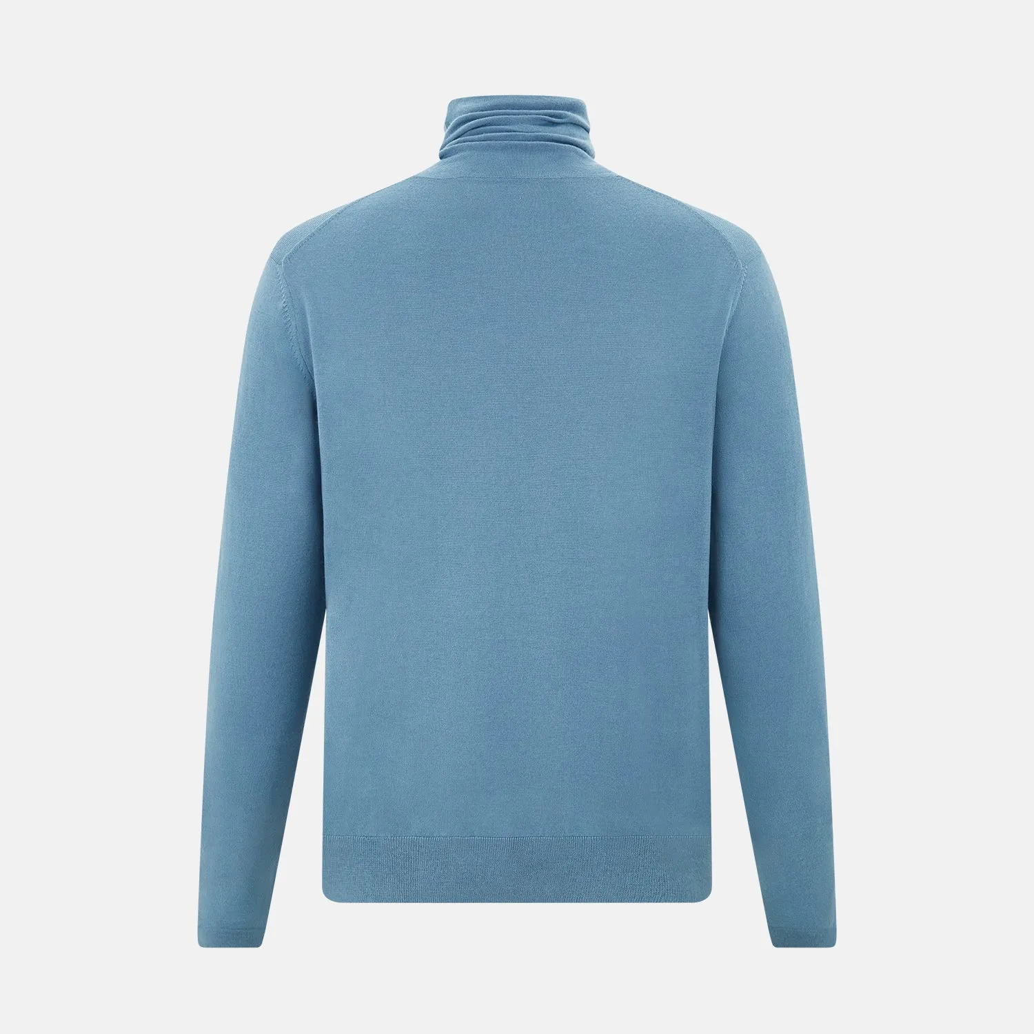 Pale Blue Fine Merino High Neck Jumper sold by Turnbull & Asser product image thumbnail 3