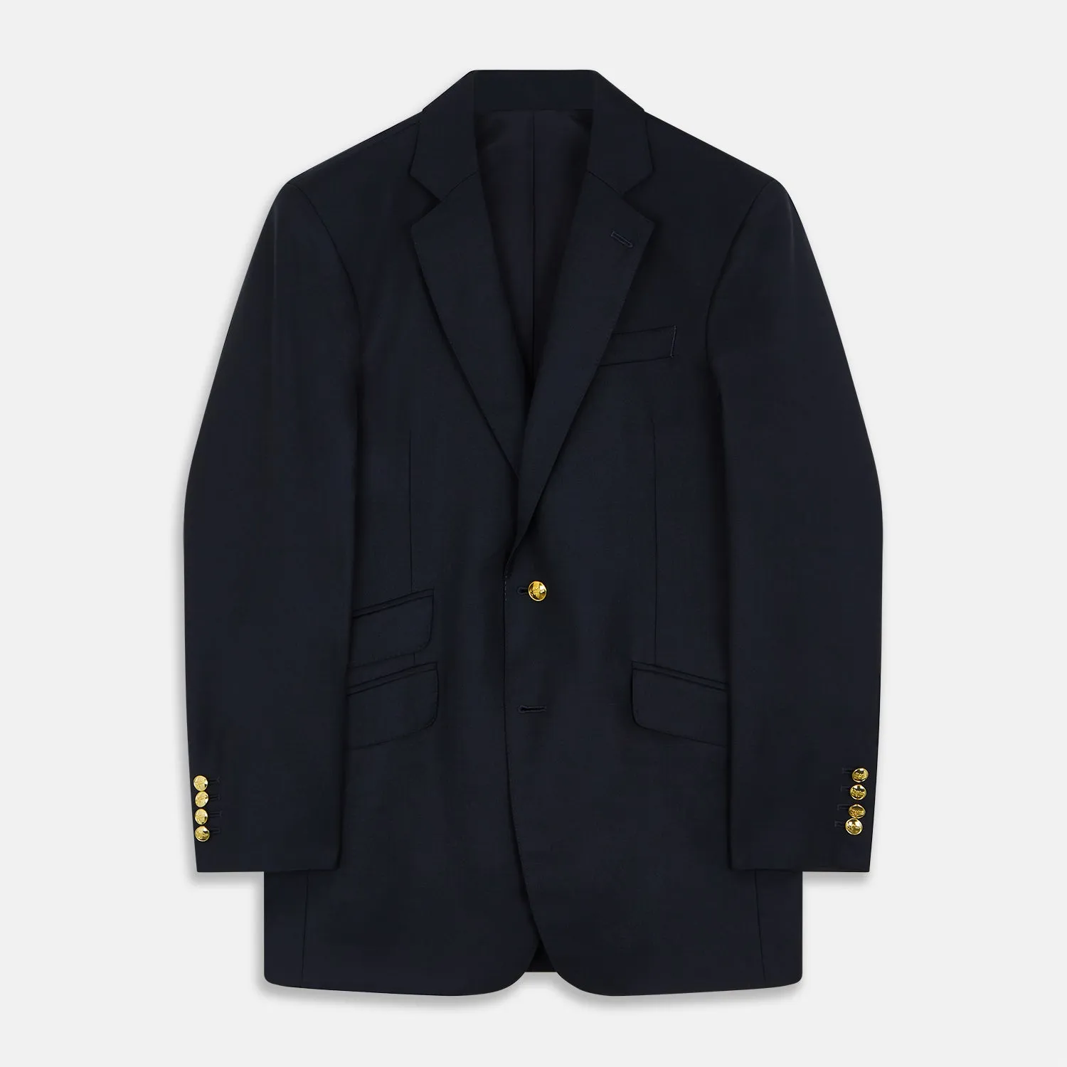 Navy Plain Wool Single Breasted Blazer sold by Turnbull & Asser