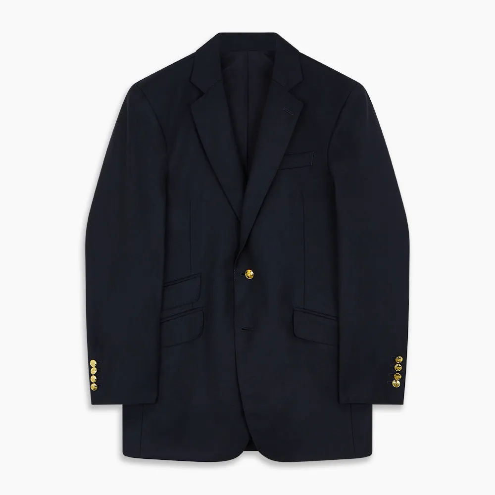 Navy Plain Wool Single Breasted Blazer sold by Turnbull & Asser product image thumbnail 5