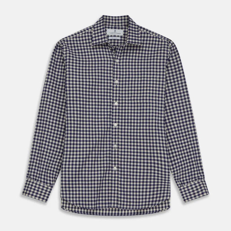 Blue Check Weekend Fit Shirt with Derby Collar and 1-Button Cuffs sold by Turnbull & Asser