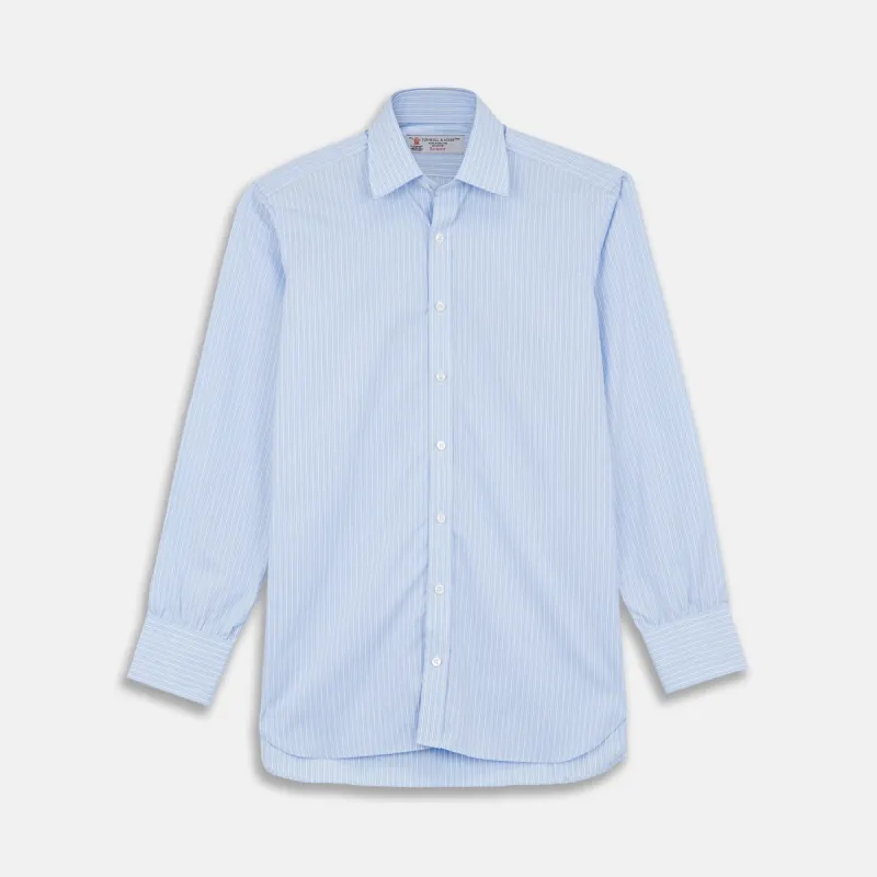 Light Blue Rich Stripe Shirt with T&A Collar and 3-Button Cuffs sold by Turnbull & Asser