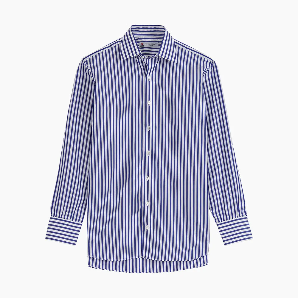 Blue and White Wide Stripe Shirt with T&A Collar and 3-Button Cuffs sold by Turnbull & Asser product image thumbnail 3