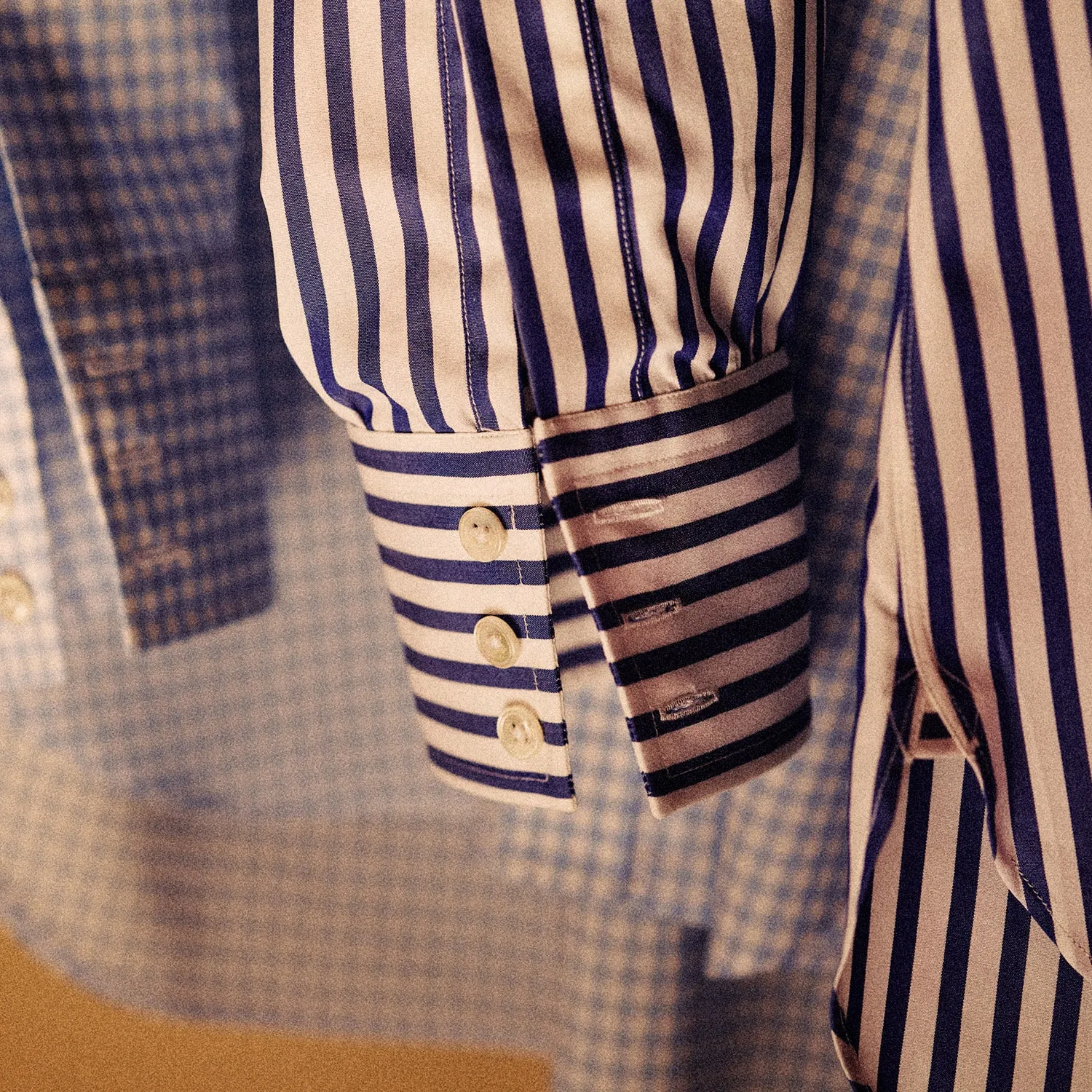 Blue and White Wide Stripe Shirt with T&A Collar and 3-Button Cuffs sold by Turnbull & Asser product image thumbnail 2